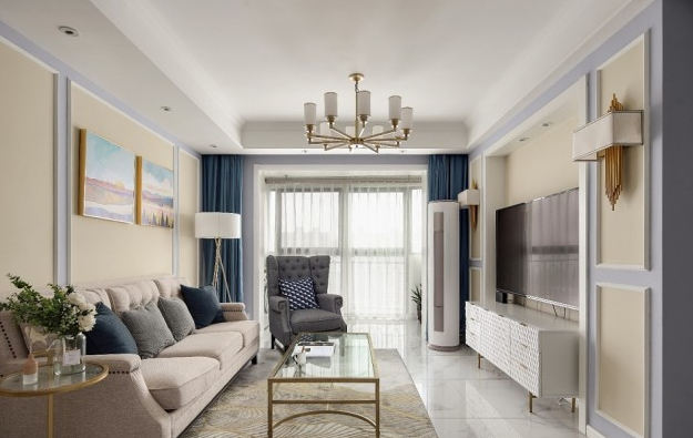 六盘水上河城110平米美式风格装修效果图