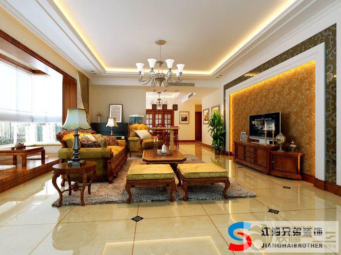 美式客厅实木沙发设计图片