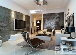 长方形客厅瓷砖电视背景墙设计图片