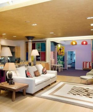 最新北欧风格大客厅木质吊顶设计图片欣赏