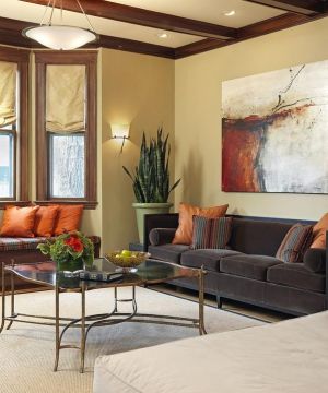 混搭室内客厅飘窗窗帘图片