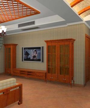 2025田园混搭客厅家具组合柜设计图片