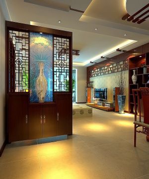 中式客厅装修博古架效果图