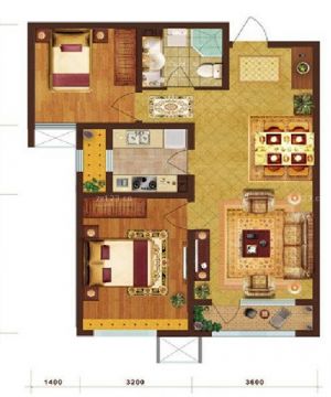 2025二室二厅一卫户型图