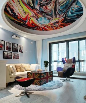 2025最新绚丽艺术客厅天花板吊顶装修案例