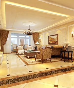 2025奢华简欧风格沙发背景装修图片