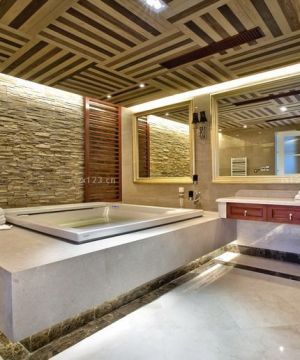 豪装家庭浴室美式浴室柜设计图片