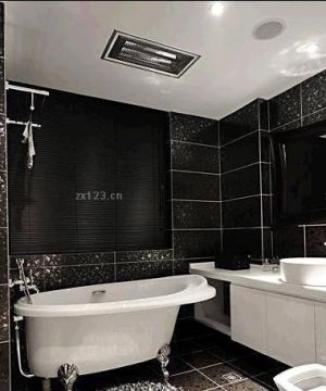 2025卫生间黑色地砖设计图片 
