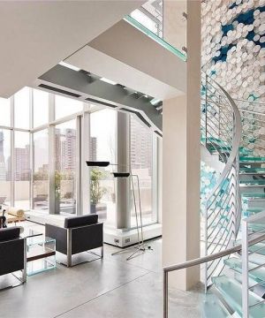 简约风格别墅弧形梯设计效果图片欣赏