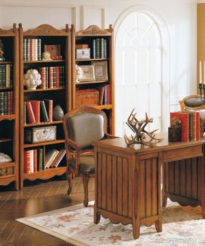 阳台书房古典书桌装修设计效果图欣赏2025