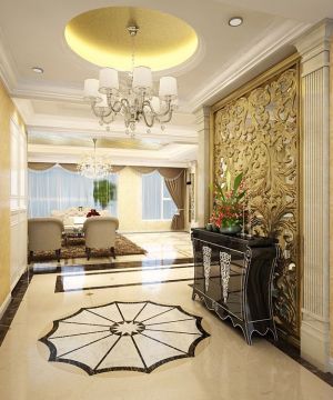 家装入户玄关拼花墙面设计大全2025 