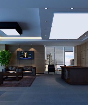 最新沉稳老总办公室办公桌摆放装修设计图片大全