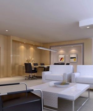 老总办公室白色茶几装修效果图