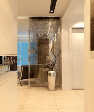 2025新房客厅艺术玻璃隔断设计图片