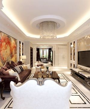 新古典客厅沙发摆放设计图 