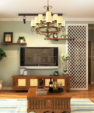 2025美式乡村风格客厅吊顶设计效果图欣赏