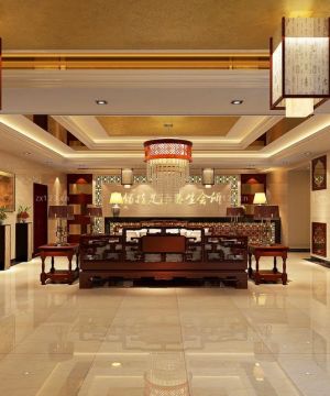 2025养生会所大厅吊顶装修案例
