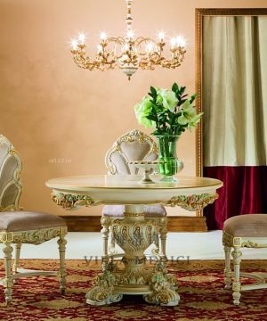 2025最新巴洛克风格家具圆餐桌效果图