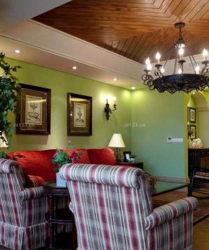 温馨田园风格美式田园沙发装修实景图欣赏