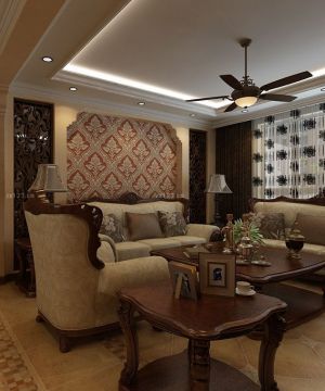 2025美式田园沙发布艺沙发装修效果图片