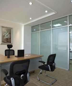 经理办公室磨砂玻璃隔断效果图片