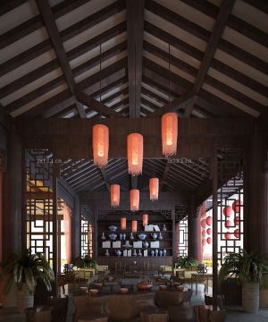 2025茶楼装修设计茶楼大厅装修实景图