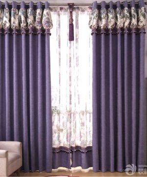 2025温馨大客厅紫色窗帘效果图