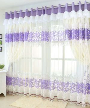 2025温馨大卧室紫色窗帘效果图大全