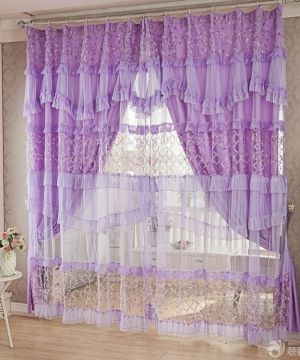 最新2025温馨隔断门紫色窗帘效果图