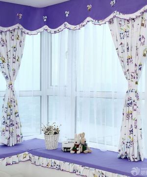 2025时尚田园飘窗台紫色窗帘图片大全