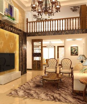 欧式吊灯楼中楼装修效果图大全2025