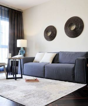 2025现代简约风格客厅蓝灰沙发DIY简约背景墙
