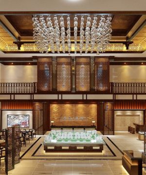 售楼部背景墙新中式风格装修样板