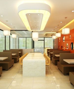 中式快餐店艺术吊顶装修效果图