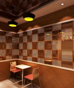 中式快餐店镜面吊顶装修效果图