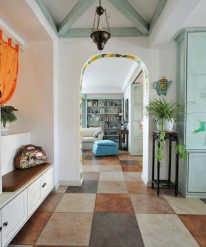 地中海风格玄关桌装修实景图