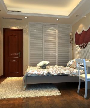 简欧风格主卧室磨砂壁纸装修实景图