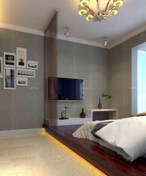 现代风格小户型客厅卧室一体磨砂壁纸装饰欣赏