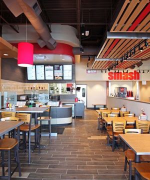 快餐店桌椅温馨装修风格图片