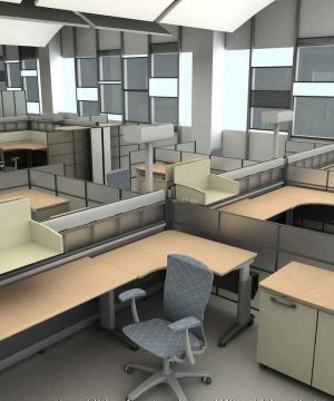 创意现代风格屏风办公桌装修效果图