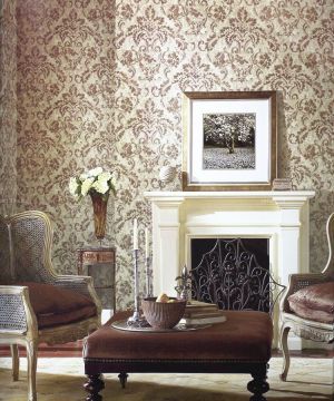 2025欧式风格家装客厅磨砂壁纸装饰效果图片