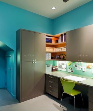 开放式书房组合书柜装修效果图欣赏2025