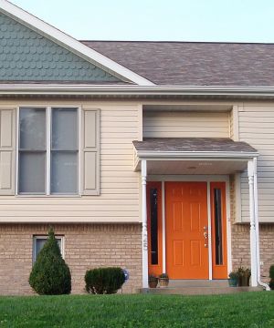 美式乡村风格别墅橙色门展示效果图2025