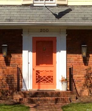 经典乡村风格农村一层别墅橙色门装修实景图2025