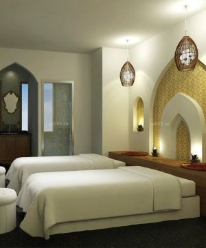 东南亚家庭式美容院墙面设计效果图