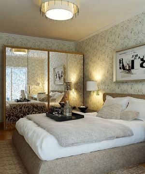 2025简欧卧室磨砂壁纸装修实景图
