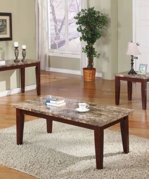 简欧风格室内大理石茶几装饰设计图大全2025