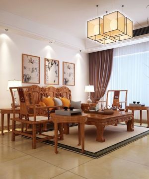 中式家装客厅瓷砖踢脚线设计效果图欣赏