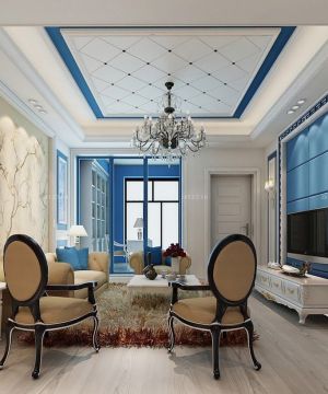 地中海风格大客厅吊顶装修效果图片
