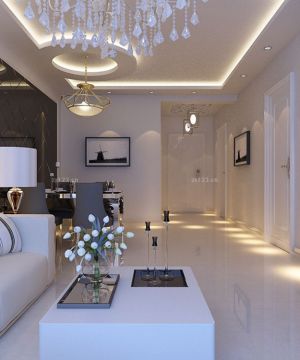 2025 现代客厅地面白色地砖装修效果图片